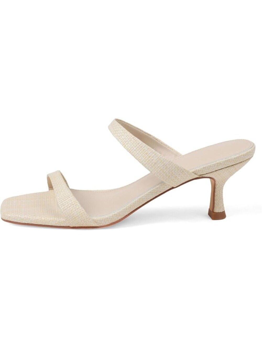 Women's Raffia Square Open Toe Two Strap Kitten Fashion Low Sandals Sandals